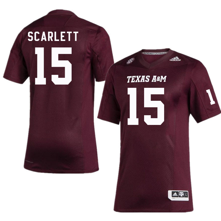 Men #15 Jadon Scarlett Texas A&M Aggies College Football Jerseys Stitched Sale-Maroon